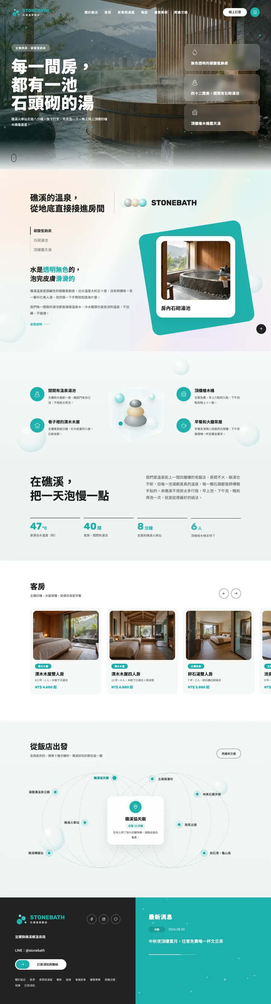 石湯溫泉飯店網站首頁整頁截圖